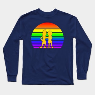 Rainbow Sunset with Luca and Alberto - Cartoon Blue Long Sleeve T-Shirt